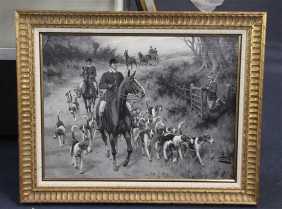 George Wright (1860-1942) Exercising the pack and Out of the snowdrifts 18 x 21in. & 18 x 24in.